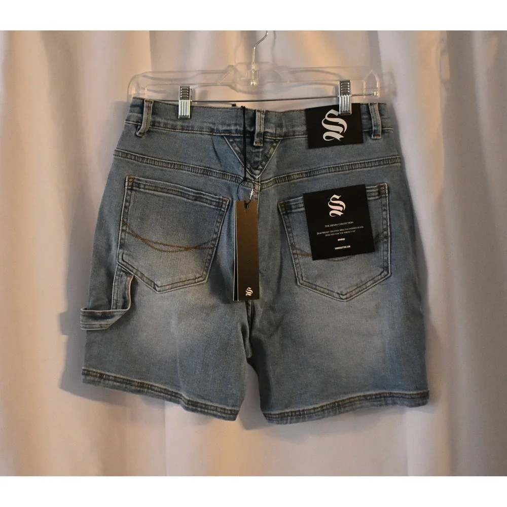 Men's Light Blue Denim Utility Shorts - Picture 4 of 8